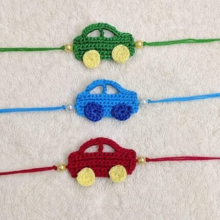 Handmade Crochet Rakhi – Colorful, Eco-friendly & Unique 🌸 set of 3